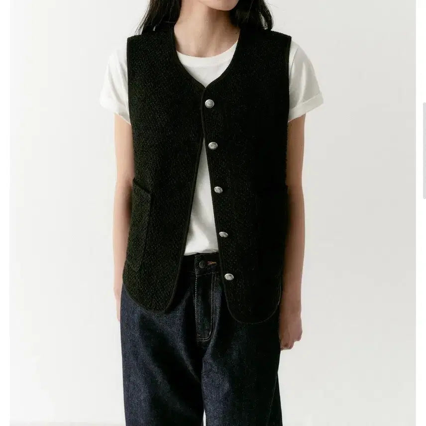 [BUNJANG] Kair Concho Tweed Vest (Black) / Kair Concho Tweed Vest (Black)