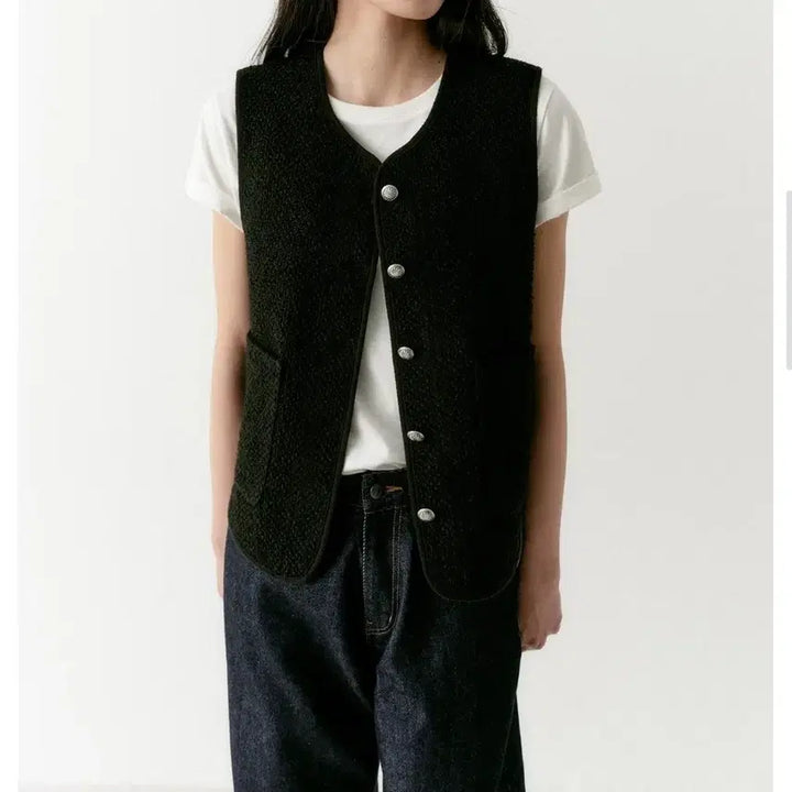 [BUNJANG] Kair Concho Tweed Vest (Black) / Kair Concho Tweed Vest (Black)