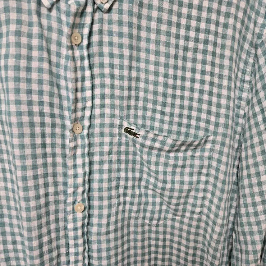 [BUNJANG] Lacoste Linen Gingham Check Shirt / 라코스테린넨 긴팔 깅엄체크 셔츠