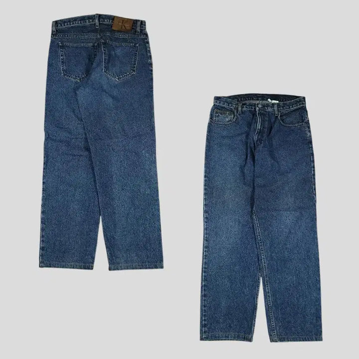 [BUNJANG] Calvin Klein Jeans Denim Jeans / 캘빈클라인 진스 진청워싱 로고 레더탭 이지핏 청바지 데님팬츠 MADE I