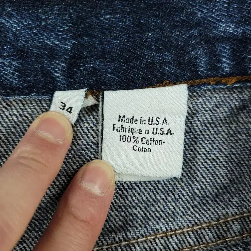[BUNJANG] Calvin Klein Jeans Denim Jeans / 캘빈클라인 진스 진청워싱 로고 레더탭 이지핏 청바지 데님팬츠 MADE I