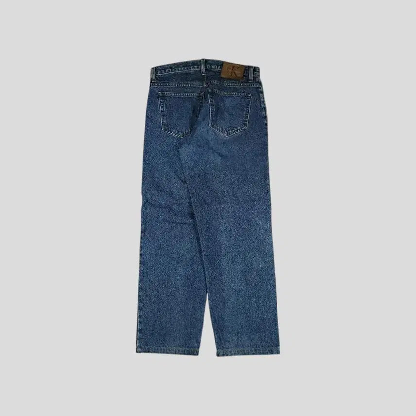 [BUNJANG] Calvin Klein Jeans Denim Jeans / 캘빈클라인 진스 진청워싱 로고 레더탭 이지핏 청바지 데님팬츠 MADE I