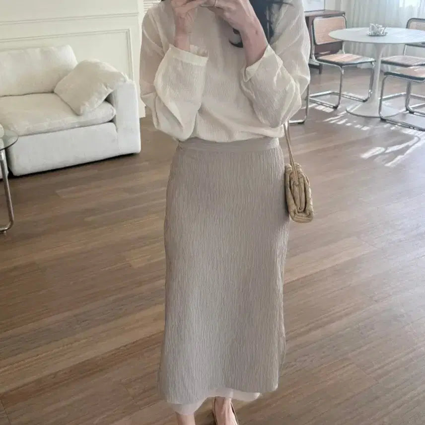 [BUNJANG] Summer Leave Texture Back Banding Skirt (S Size) / 써머레브 텍스처 백밴딩 스커트 판매(s사이즈)