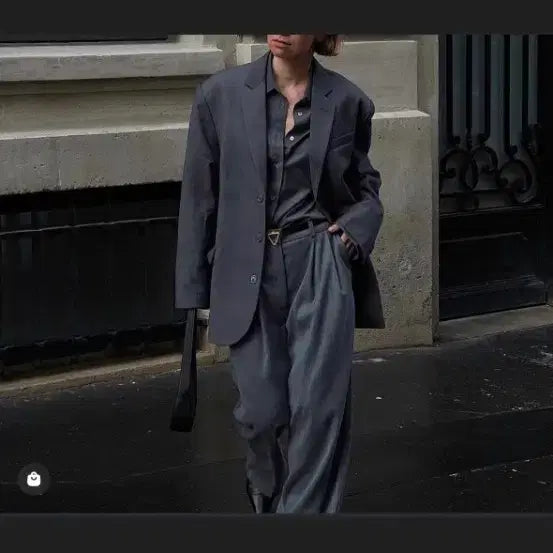 [BUNJANG] The Frankie Shop Oversized Gray Shirt and Slacks Set / the frankie shop 더프랭키샵 셔츠 슬랙스 세트