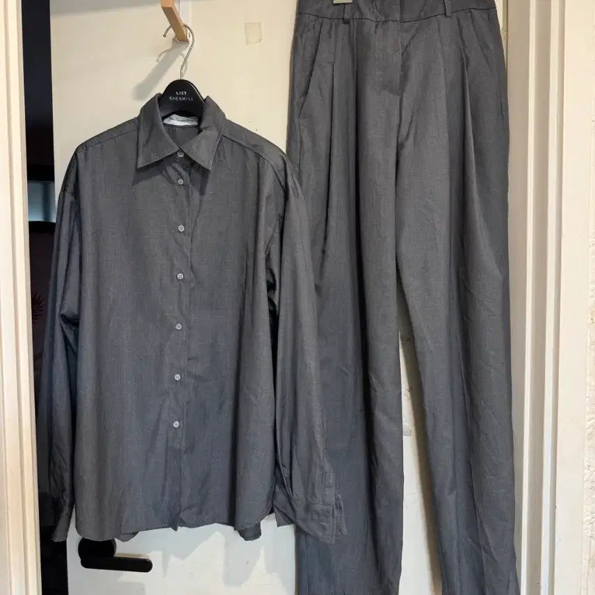 [BUNJANG] The Frankie Shop Oversized Gray Shirt and Slacks Set / the frankie shop 더프랭키샵 셔츠 슬랙스 세트