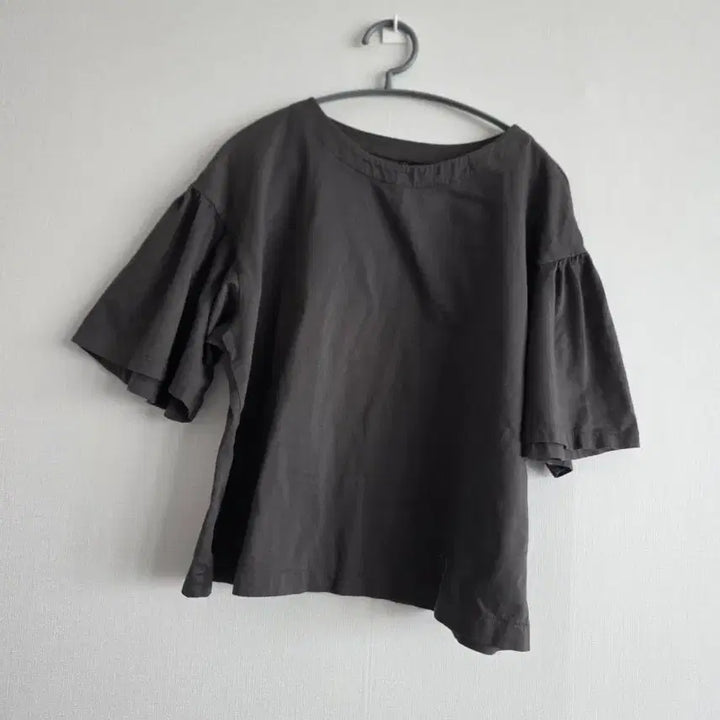 [BUNJANG] Uniqlo Ruffle Short Sleeve Cotton Blouse / 유니클로러플 반팔 면블라우스