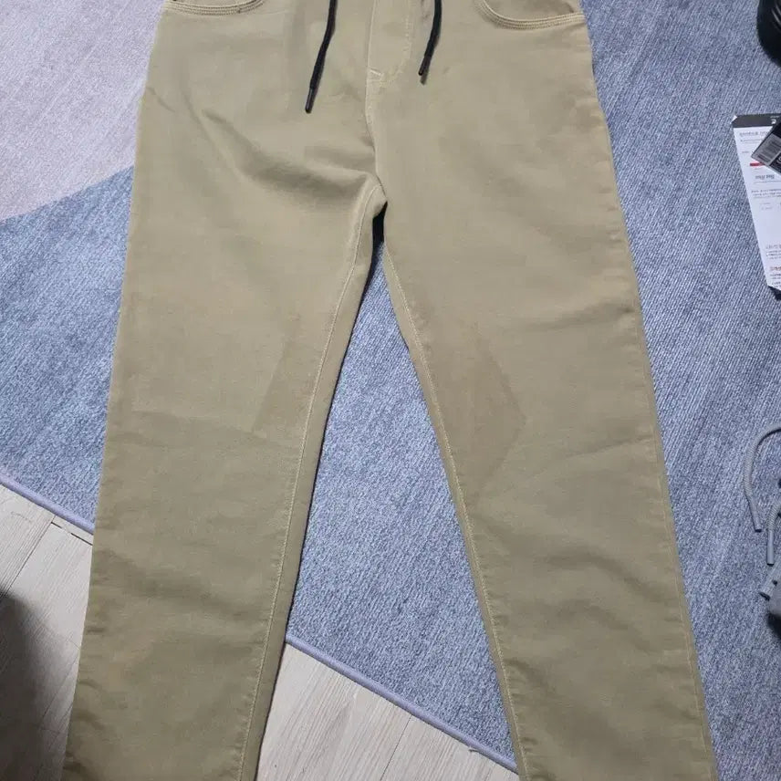 [BUNJANG] ZARA Beige Cotton Blend Drawstring Pants / 자라 베이지색 면 스판 바지 드로스트링 팬츠
