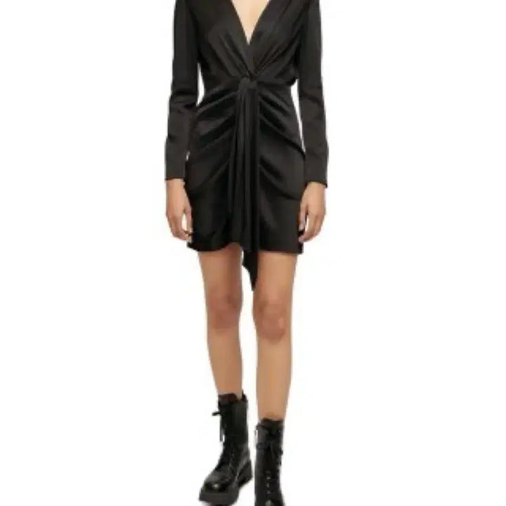 [BUNJANG] Maje Black Long Sleeve Zipper Dress / 마쥬 블랙 롱 슬리브 지퍼 원피스