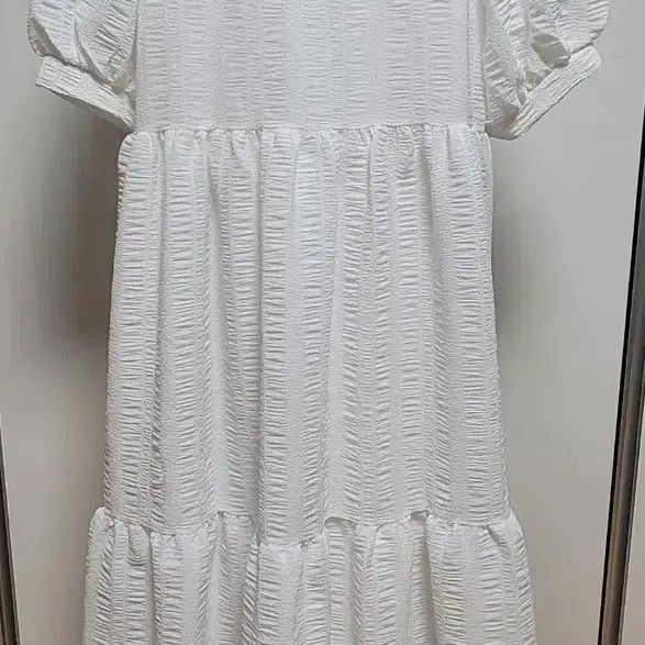 [BUNJANG] White Puff Sleeve Shirred Dress / [새상품] 화이트 퍼프소매 셔링 원피스