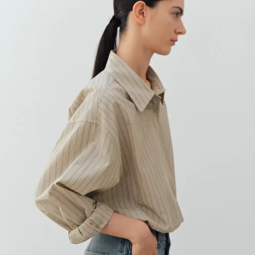 [SOLD OUT] Moia 모이아 셔츠 stripe shirt (vintage khaki)