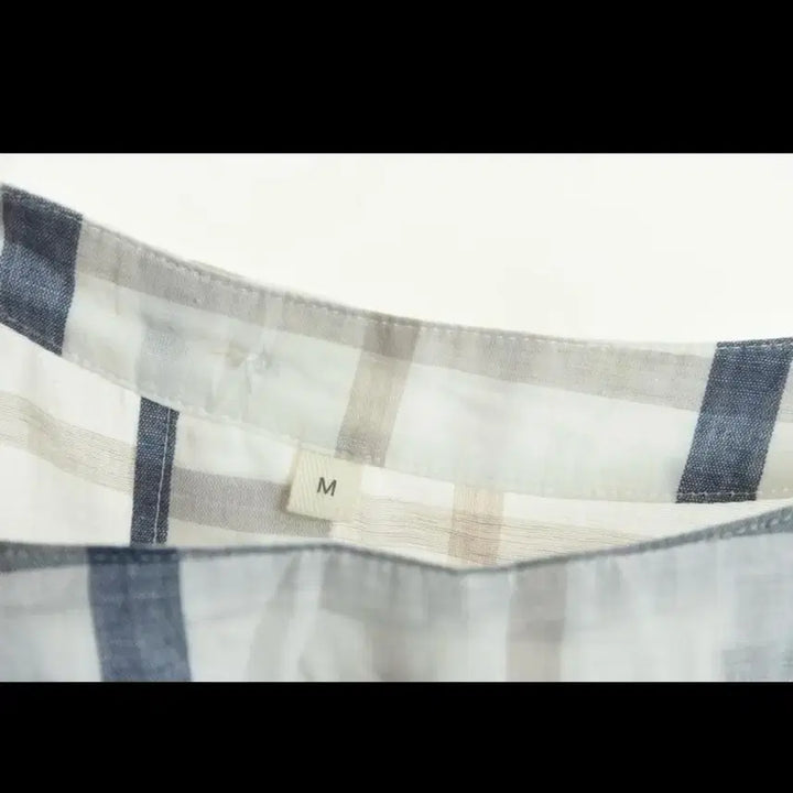 [BUNJANG] Vintage White Check Cotton Blouse / 일본빈티지 화이트 체크 반팔 코튼 블라우스