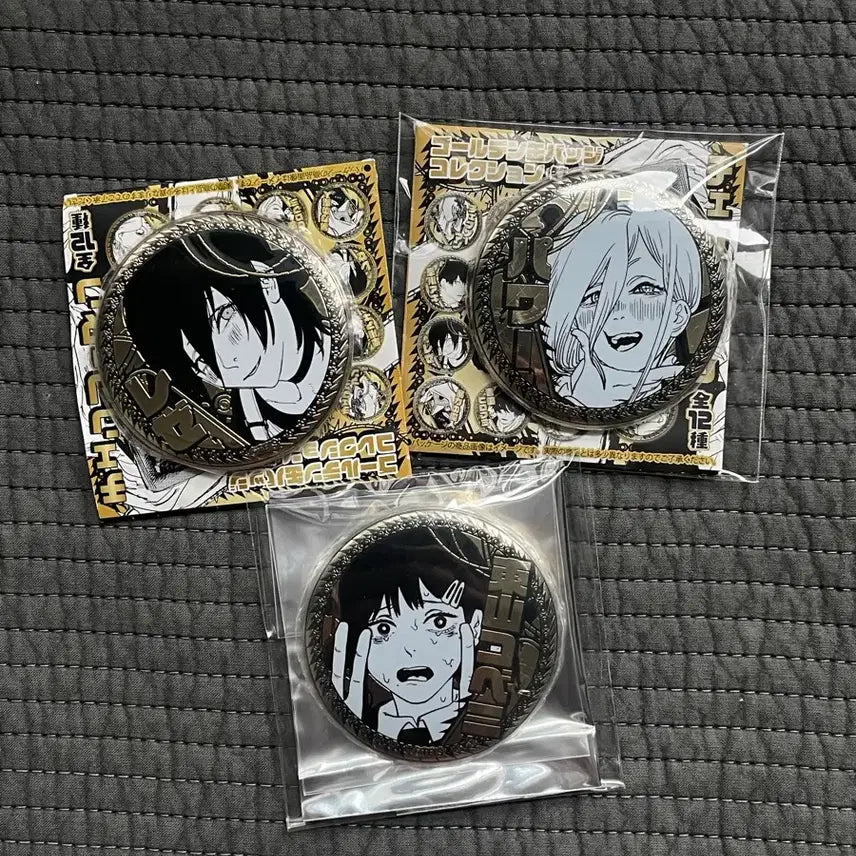 [BUNJANG] Chainsaw Man Reze, Power, Kobeni Gold Foil Badge Bundle / [체인소맨] 레제 파워 코베니 금박 골드 뱃지 3종 일괄