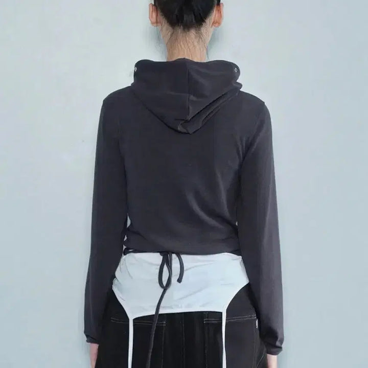 [BUNJANG] Seric Wrap Hood Cardigan Charcoal / 세릭 랩 후드 가디건 WRAP HOOD CARDIGAN CHARCOAL
