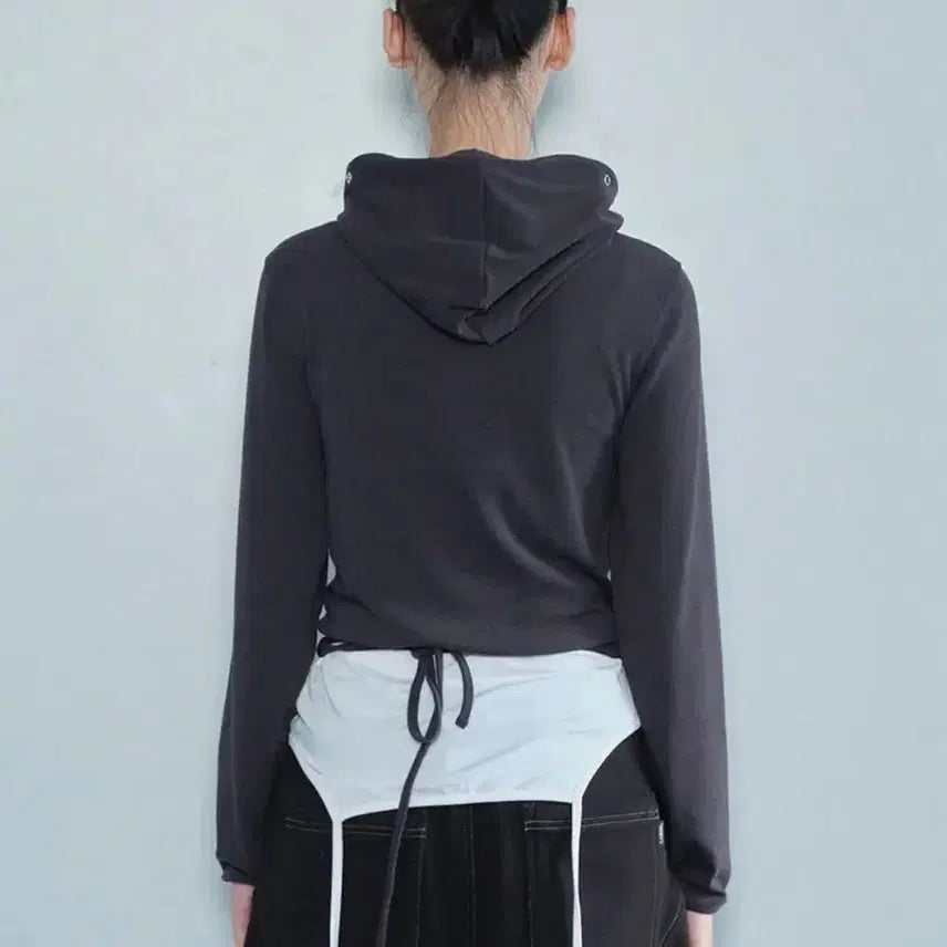 [BUNJANG] Seric Wrap Hood Cardigan Charcoal / 세릭 랩 후드 가디건 WRAP HOOD CARDIGAN CHARCOAL