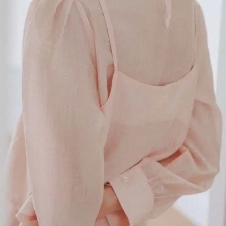 [BUNJANG] Eune Sheer Blouse and Tank Top Set / 으네 쉬어 블라우스 나시 세트 피치 핑크