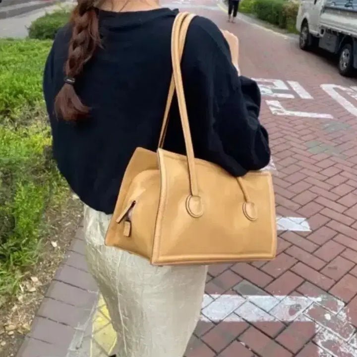 [BUNJANG] Margesherwood Boston Bag Medium Camel Plain / 마지셔우드 보스턴백(사진많음) 미디움 카멜 플레인