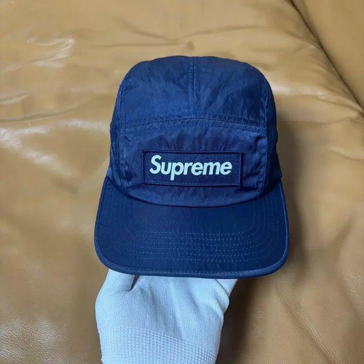 [SOLD OUT] 슈프림 캠프캡 모자 박스로고 워시드 나일론 네이비
