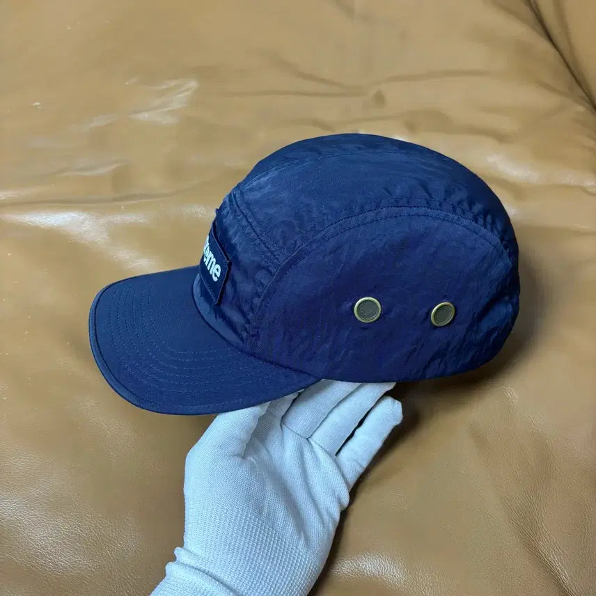 [SOLD OUT] 슈프림 캠프캡 모자 박스로고 워시드 나일론 네이비