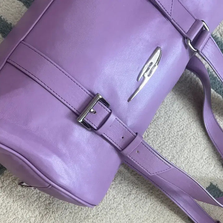 [BUNJANG] YIEEL Plaque Belt Tote Bag - Purple / 와이이이엘 PLAQUE BELT TOTE BAG PURPLE