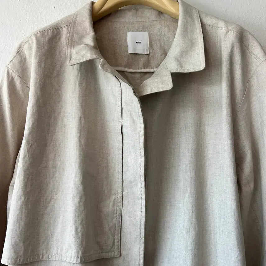 [BUNJANG] KUHO Ivory Beige Linen Trench Jacket / 구호 KUHO 여성 아이보리베이지 린넨자켓 트렌치자켓 85-94-160