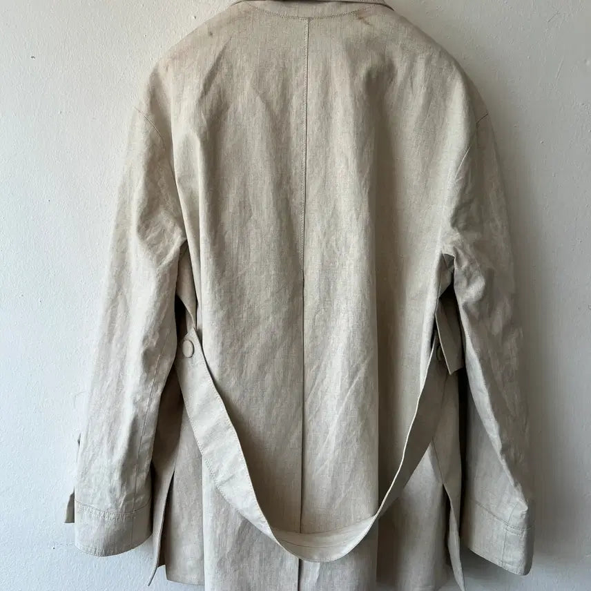 [BUNJANG] KUHO Ivory Beige Linen Trench Jacket / 구호 KUHO 여성 아이보리베이지 린넨자켓 트렌치자켓 85-94-160
