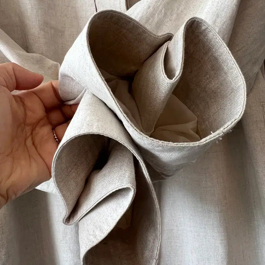[BUNJANG] KUHO Ivory Beige Linen Trench Jacket / 구호 KUHO 여성 아이보리베이지 린넨자켓 트렌치자켓 85-94-160