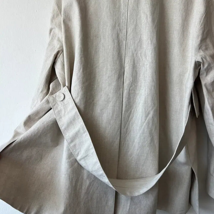[BUNJANG] KUHO Ivory Beige Linen Trench Jacket / 구호 KUHO 여성 아이보리베이지 린넨자켓 트렌치자켓 85-94-160