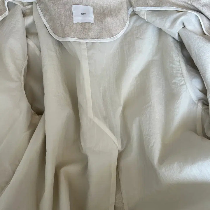 [BUNJANG] KUHO Ivory Beige Linen Trench Jacket / 구호 KUHO 여성 아이보리베이지 린넨자켓 트렌치자켓 85-94-160