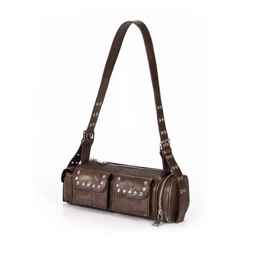 [BUNJANG] Rosee Franz Studded Shoulder Bag - Brown / 로제프란츠 Studded Shoulder Bag 브라운