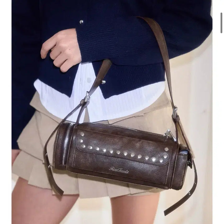[BUNJANG] Rosee Franz Studded Shoulder Bag - Brown / 로제프란츠 Studded Shoulder Bag 브라운