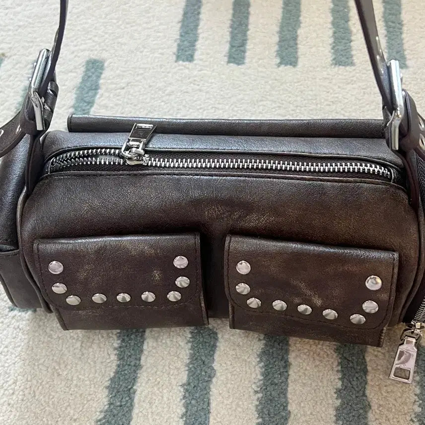 [BUNJANG] Rosee Franz Studded Shoulder Bag - Brown / 로제프란츠 Studded Shoulder Bag 브라운