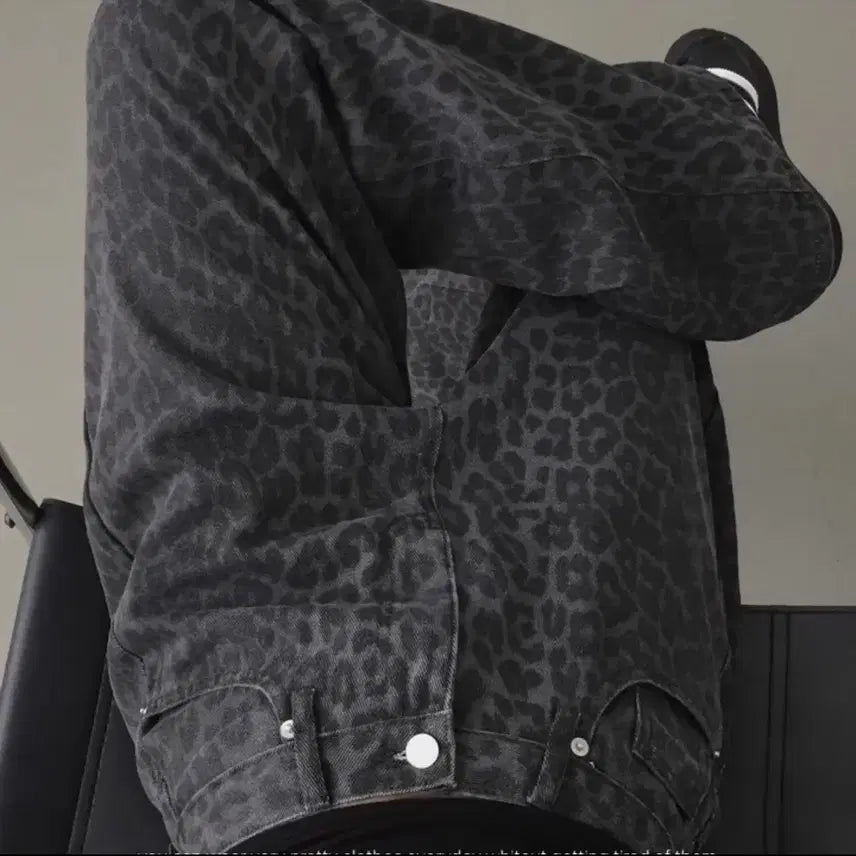 [BUNJANG] Black Leopard Wide Pants / 블랙 레오파드 와이드 팬츠(새상품)