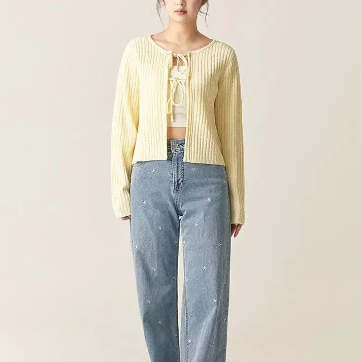 [BUNJANG] ROEM Ribbon Bolero Open Cardigan / (26년구매 택채새상품) 로엠 리본 볼레로 오픈 가디건
