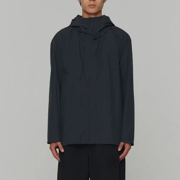 [BUNJANG] AMOMENTO Detachable Hoodie Shirt Charcoal / 아모멘토 디테처블 후디 셔츠 차콜
