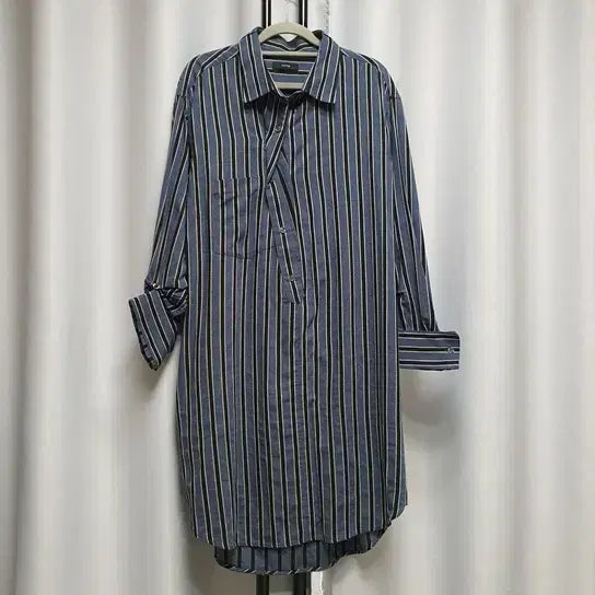 [BUNJANG] System Stripe Roll-Up Shirt Dress / system 한섬 시스템 스트라이프 셔츠 롤업 원피스