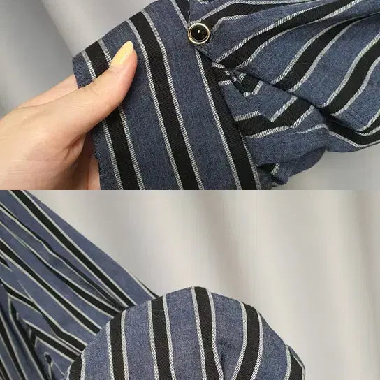 [BUNJANG] System Stripe Roll-Up Shirt Dress / system 한섬 시스템 스트라이프 셔츠 롤업 원피스