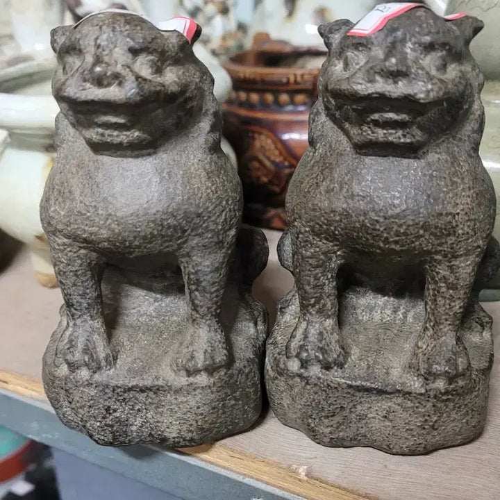 [BUNJANG] Pair of Black Stone Tomb Guardian Lion Statues / 오석제 진묘수 돌사자상 한쌍