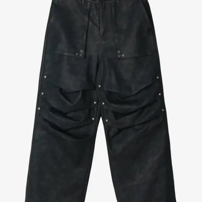 [BUNJANG] IDKTT Black Leather Wide Pants / 아이돈워너셀 블랙 레더 와이드 팬츠