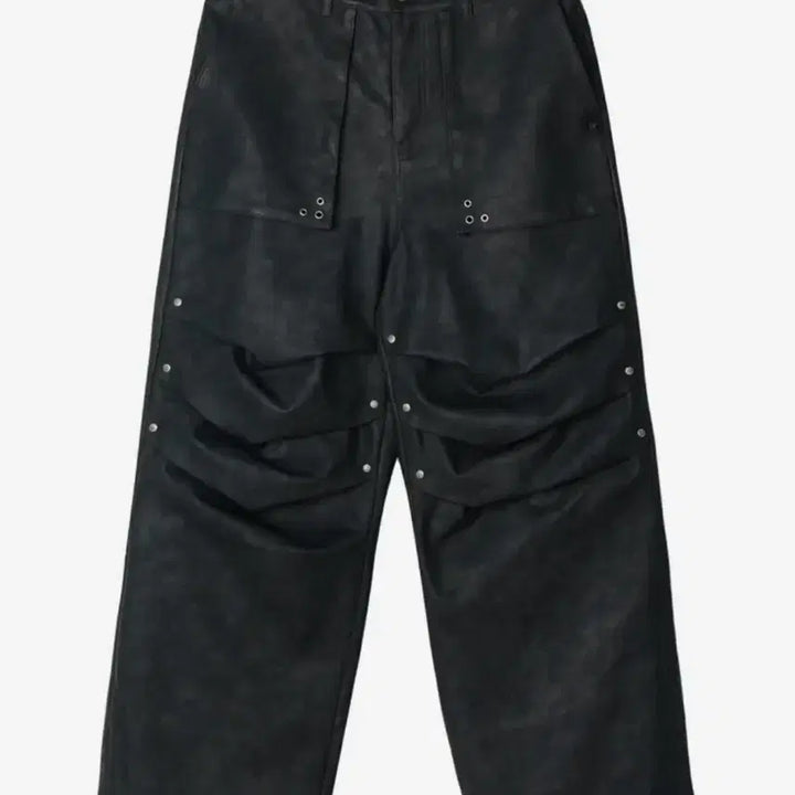 [BUNJANG] IDKTT Black Leather Wide Pants / 아이돈워너셀 블랙 레더 와이드 팬츠