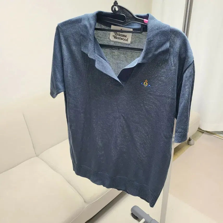 [BUNJANG] Vivienne Westwood Navy Knit Short Sleeve Top / 비비안웨스트우드 반팔 니트네이비여자꺼새옷