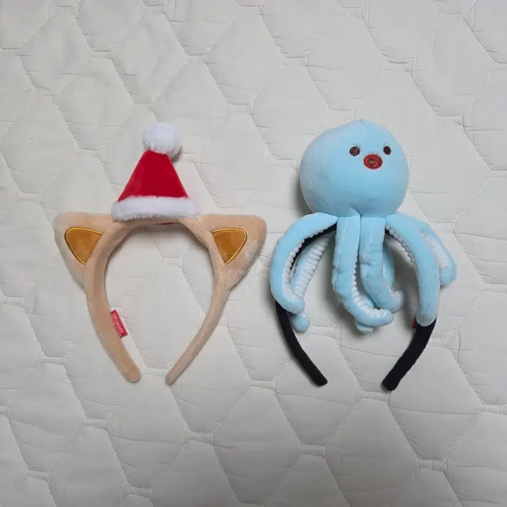 [BUNJANG] Lotte World Santa &amp; Octopus Headband Set / 롯데월드 어드벤쳐 산타 고양이귀 문어 머리띠 세트 롯대월드놀이공원기념품