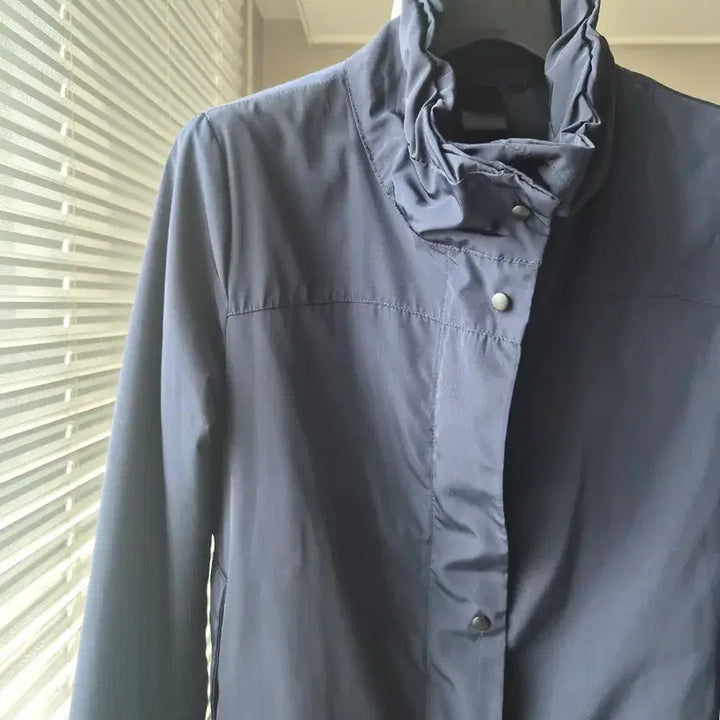 [BUNJANG] Navy High-Neck Spring Trench Coat / 홑겹아님)네이비 하이넥 봄 트렌치 코트, 바람막이 (허리끈 포함)S 55