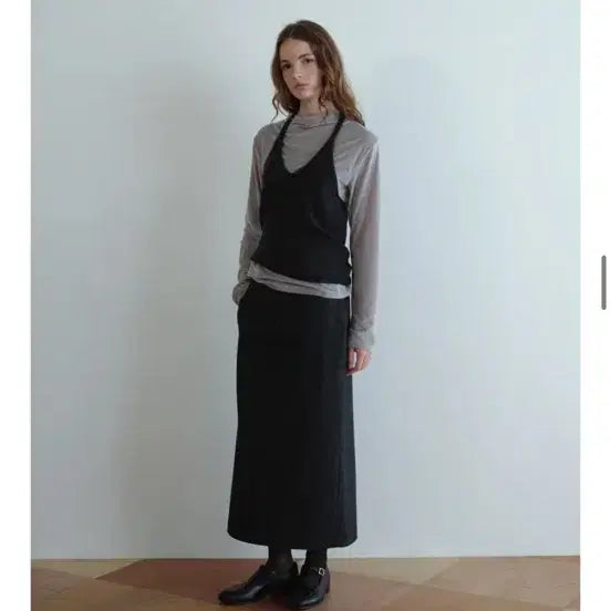 [BUNJANG] Arto Velvet Shirring Long Sleeve Top / 아르토 벨벳 셔링 롱슬리브티 그레이