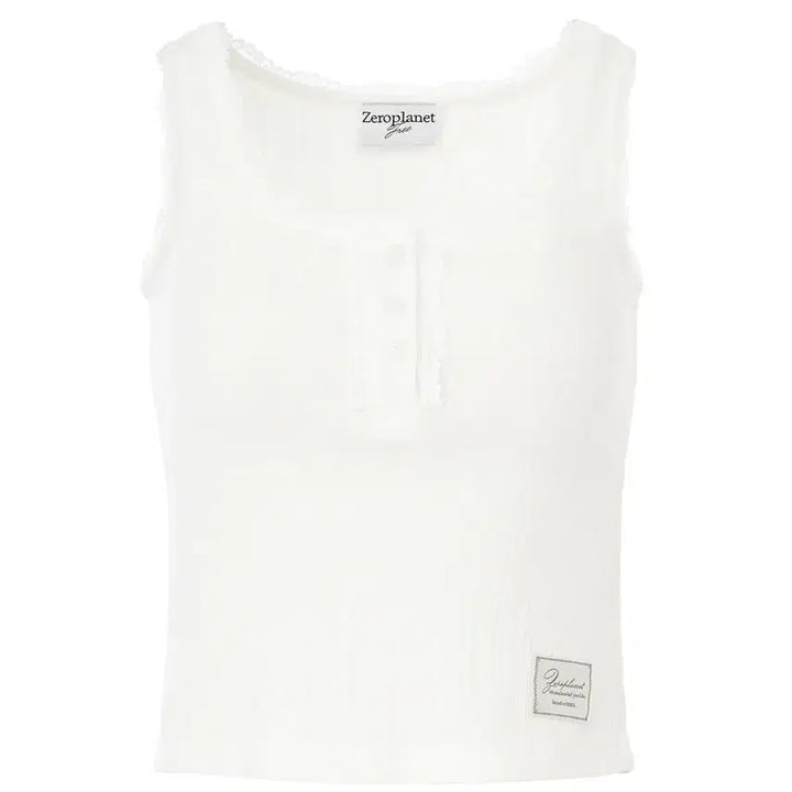 [BUNJANG] Zeroplanet Kelsey Button Sleeveless Top / [닝닝, 아현 착용]제로플래닛 켈시 버튼 슬리브리스 white