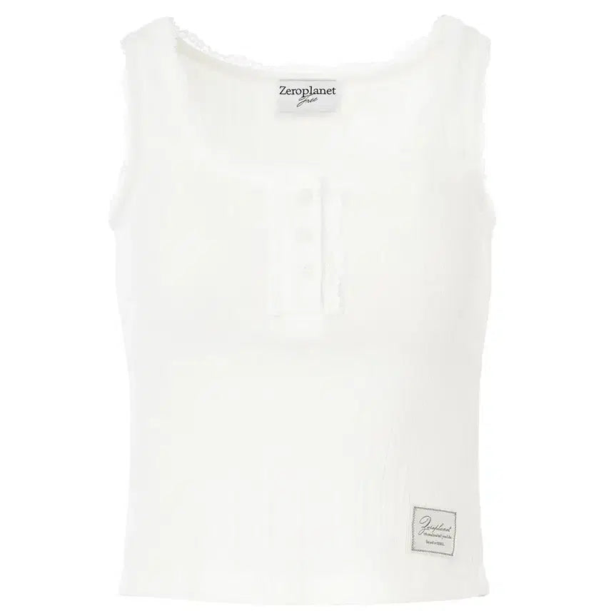 [BUNJANG] Zeroplanet Kelsey Button Sleeveless Top / [닝닝, 아현 착용]제로플래닛 켈시 버튼 슬리브리스 white