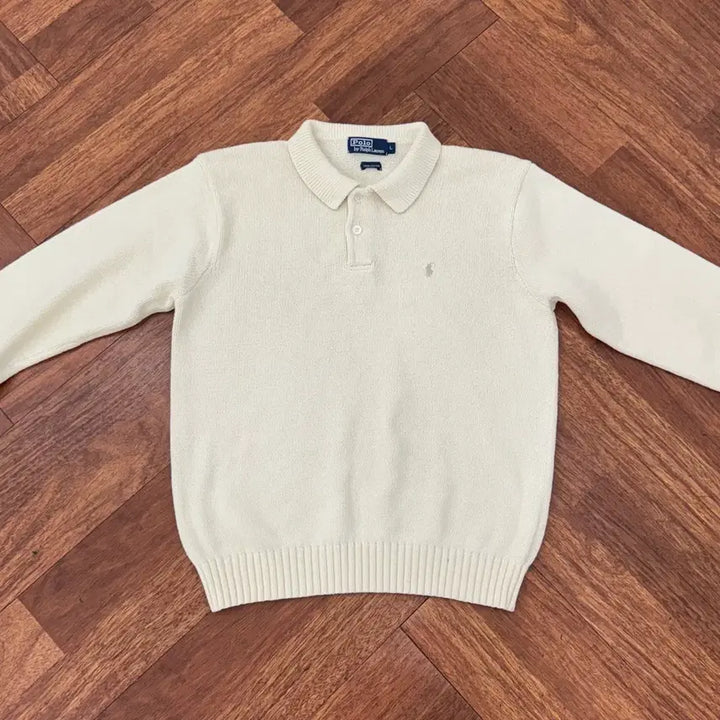 [BUNJANG] Polo Ralph Lauren Ivory Cotton Collar Knit Sweater / L 폴로 랄프로렌 아이보리 면 카라 니트