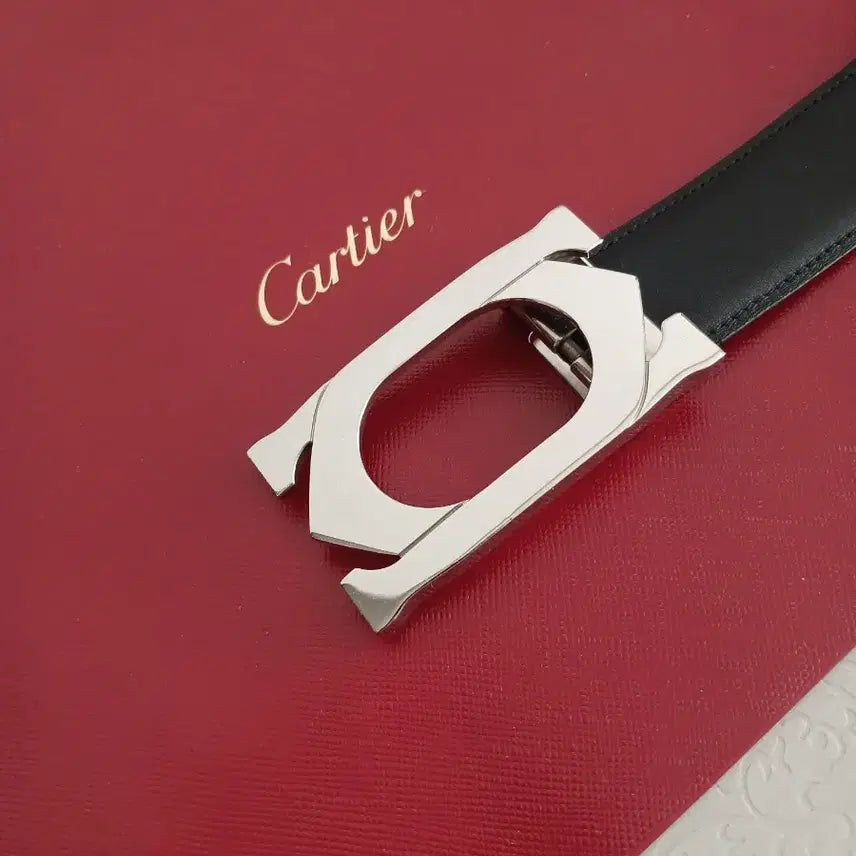 [BUNJANG] Cartier Tank Black Leather Belt / 까르띠에 탱크 블랙 가죽 벨트 쇼핑백 포함