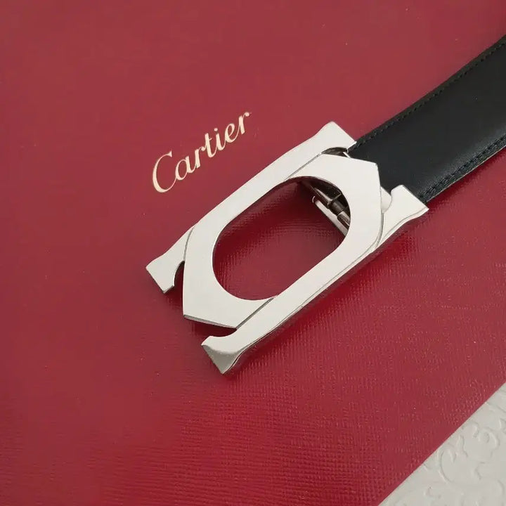 [BUNJANG] Cartier Tank Black Leather Belt / 까르띠에 탱크 블랙 가죽 벨트 쇼핑백 포함