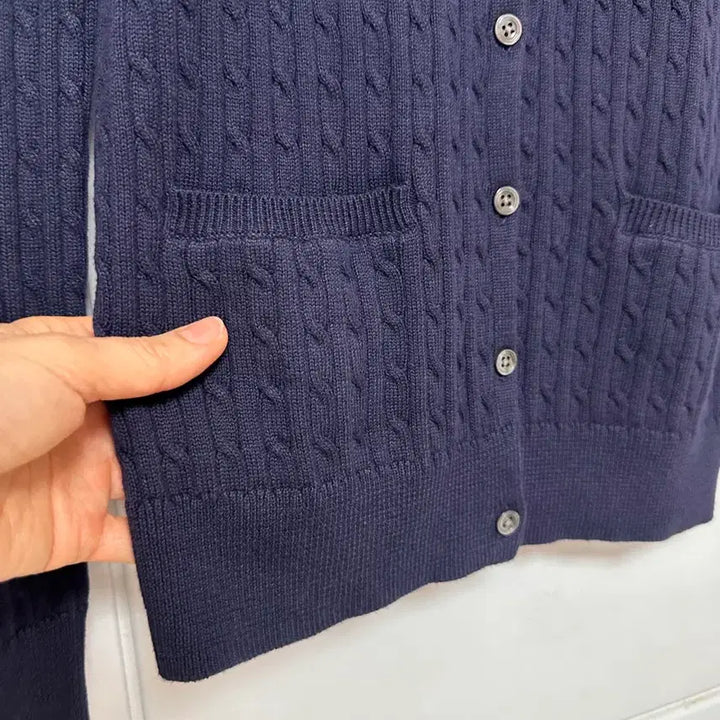[BUNJANG] Polo Ralph Lauren Navy Cable Knit Cardigan S / 폴로 랄프로렌 네이비 케이블 니트 가디건 S 김포아울렛 구매 컨디션 좋아
