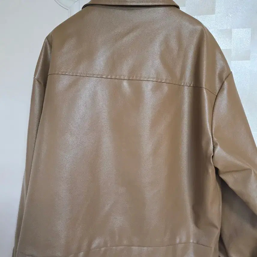 [BUNJANG] Brown Leather Crop Jacket / 브라운 레더 크롭 자켓